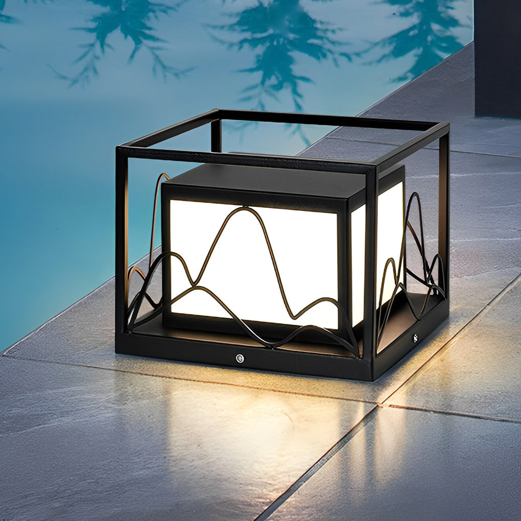 Rowena Square Scenery Marble Outdoor Post Caps Lights