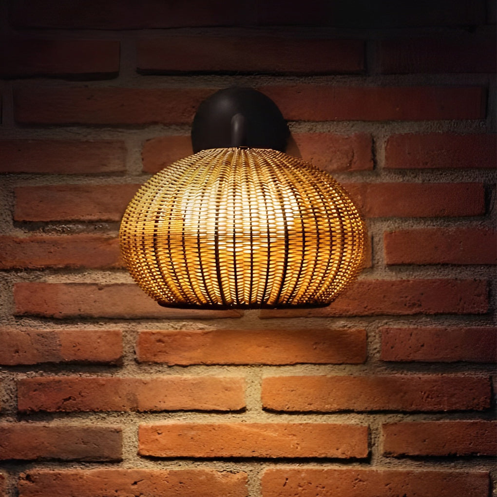 Jarvis Lantern Shaped Modern Rattan Outdoor Wall Lamp