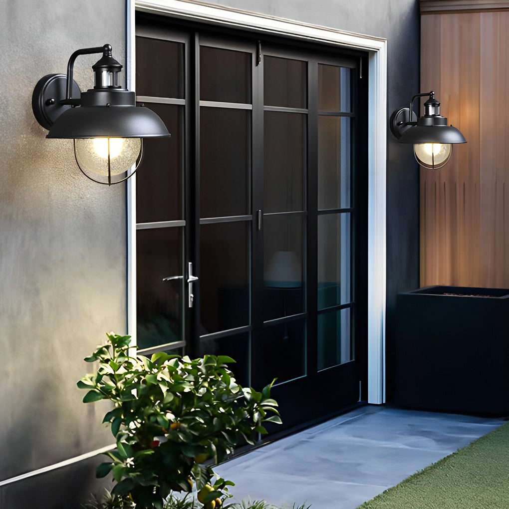 Famou Nautical Cage Seeded Glass Outdoor Wall Light