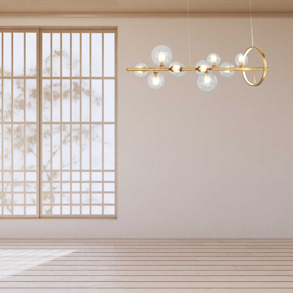 Valentina Modern LED Chandelier Gold Glass Living/Dining Room - Neutral Decor