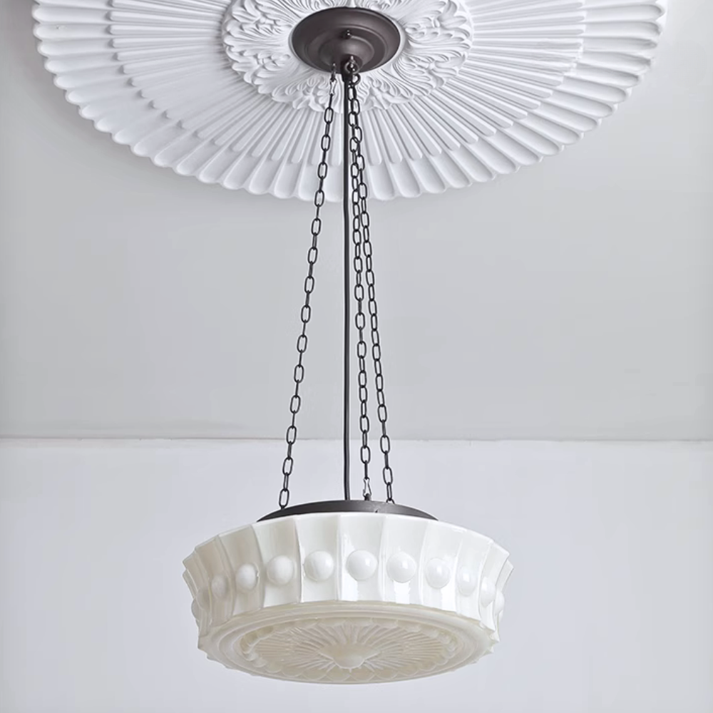 Valentina Vintage French Country Dome Pendant Light, White/Beige - Neutral Decor