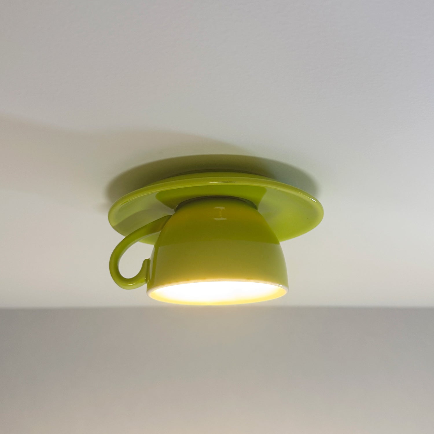 Aria Modern Coffee Cups Ceramic Flush Ceiling Lighting - Neutral Decor