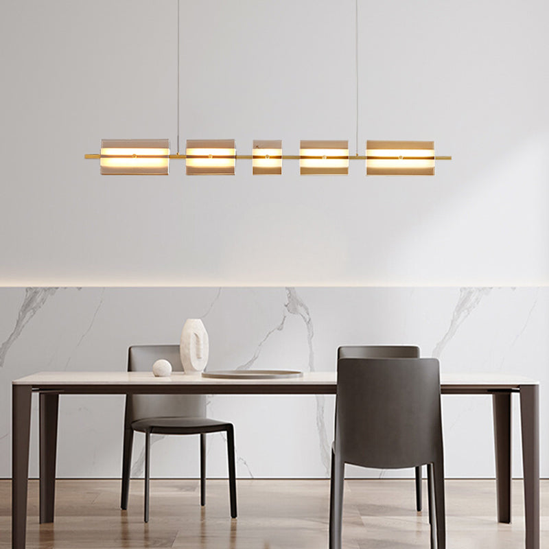 Arisha Modern Nordic Linear Copper/Glass Pendant Light, Brass/Black - Neutral Decor