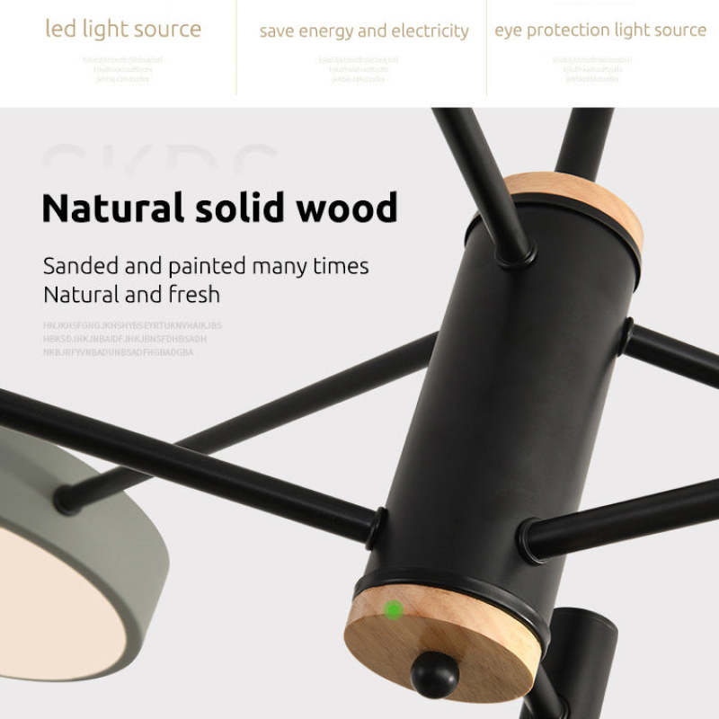 Arisha Pendant Light LED, Metal & Wood, Grey/White/Gold - Neutral Decor