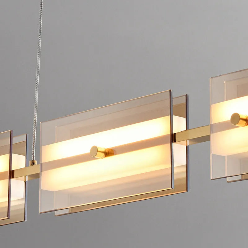 Arisha Modern Nordic Linear Copper/Glass Pendant Light, Brass/Black - Neutral Decor