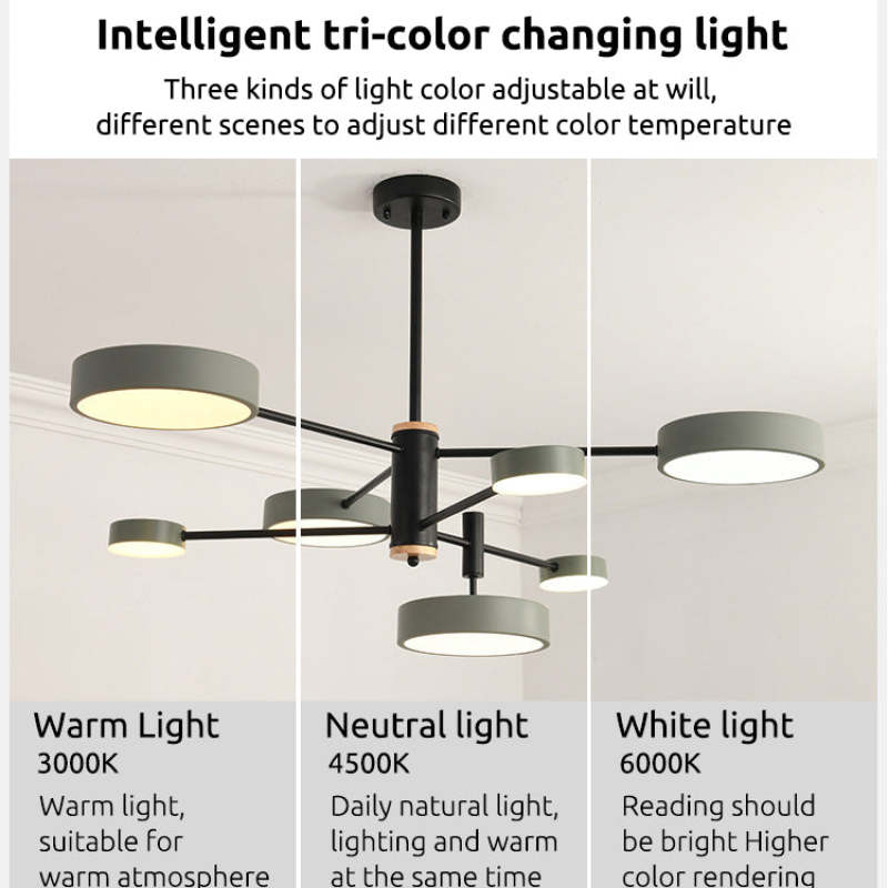 Arisha Pendant Light LED, Metal & Wood, Grey/White/Gold - Neutral Decor