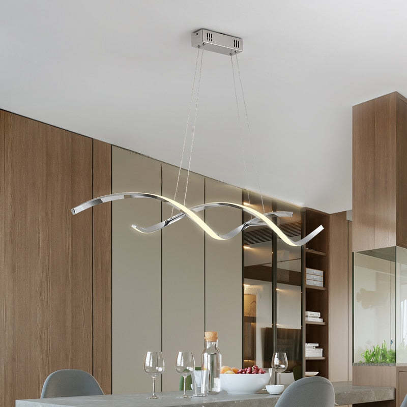 Arisha Modern Wavy Metal/Acrylic Pendant Light, Chrome/Gold - Neutral Decor