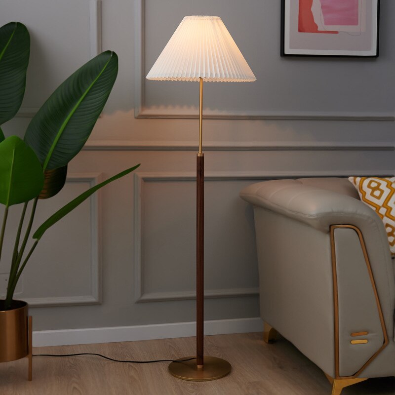Ozawa Simple Walnut/Metal/Fabric, Table/Floor Lamp, Living Room - Neutral Decor