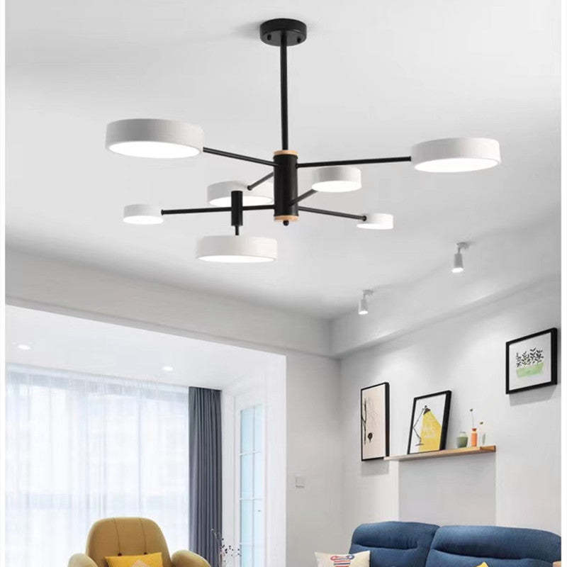 Arisha Pendant Light LED, Metal & Wood, Grey/White/Gold - Neutral Decor