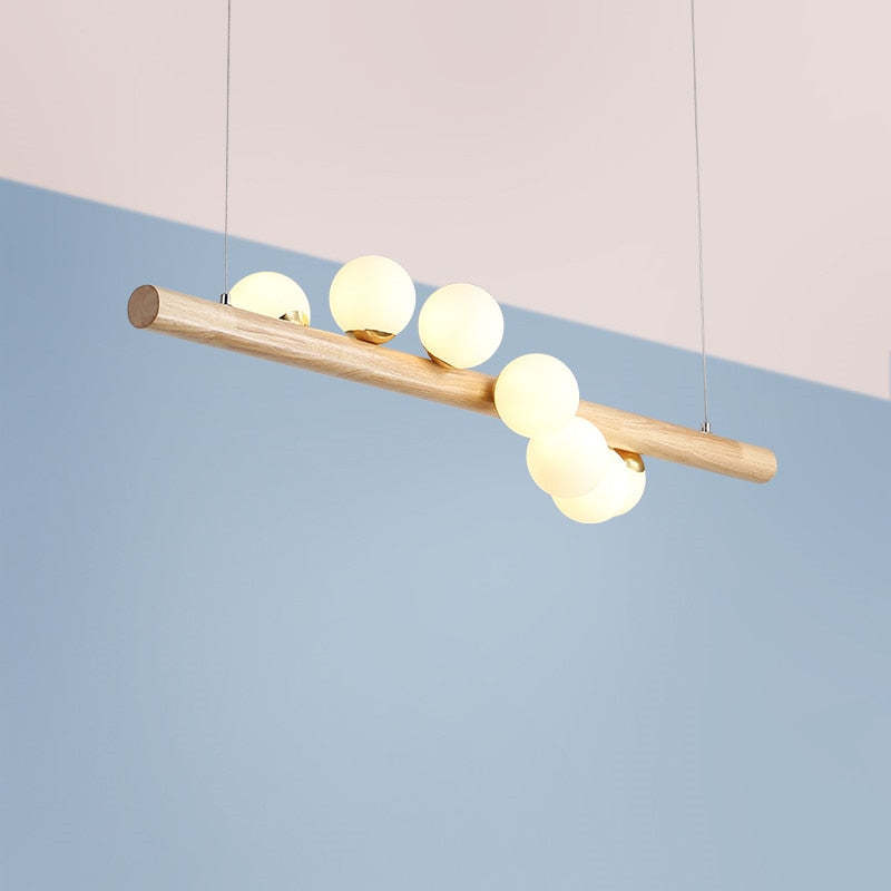 Valentina Glass Bubble Pendant Light Wood/Walnut - Neutral Decor