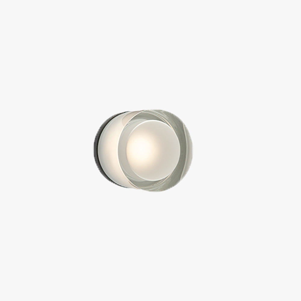 Ray Modern Mini Drum Metal/Acrylic Outdoor Wall Lamp, Transparent - Neutral Decor