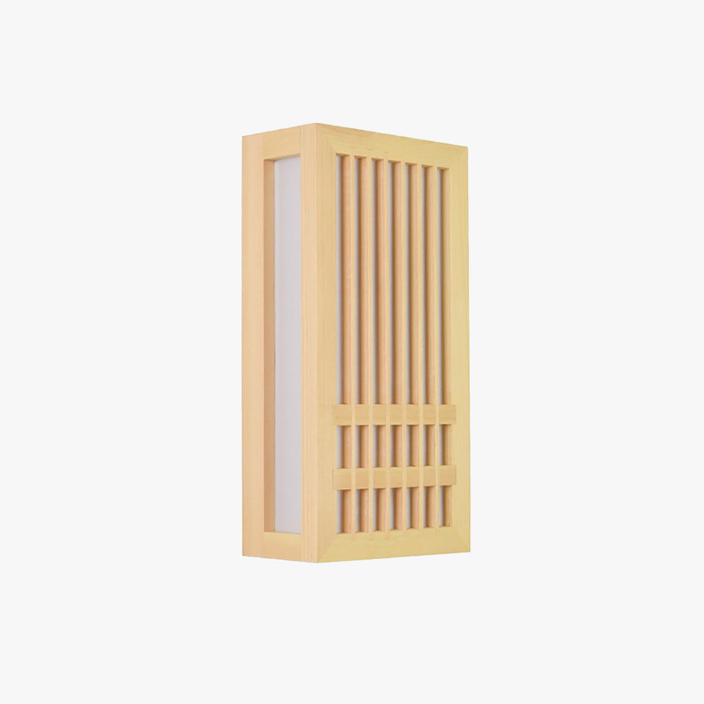Muto Wall Lamp Rectangular Rustic, Wood/Acrylic, Log Color, Bedroom - Neutral Decor
