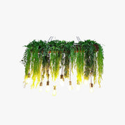 Ritta Natural Decorative Rectangular Plant Metal Pendant Light Green - Neutral Decor