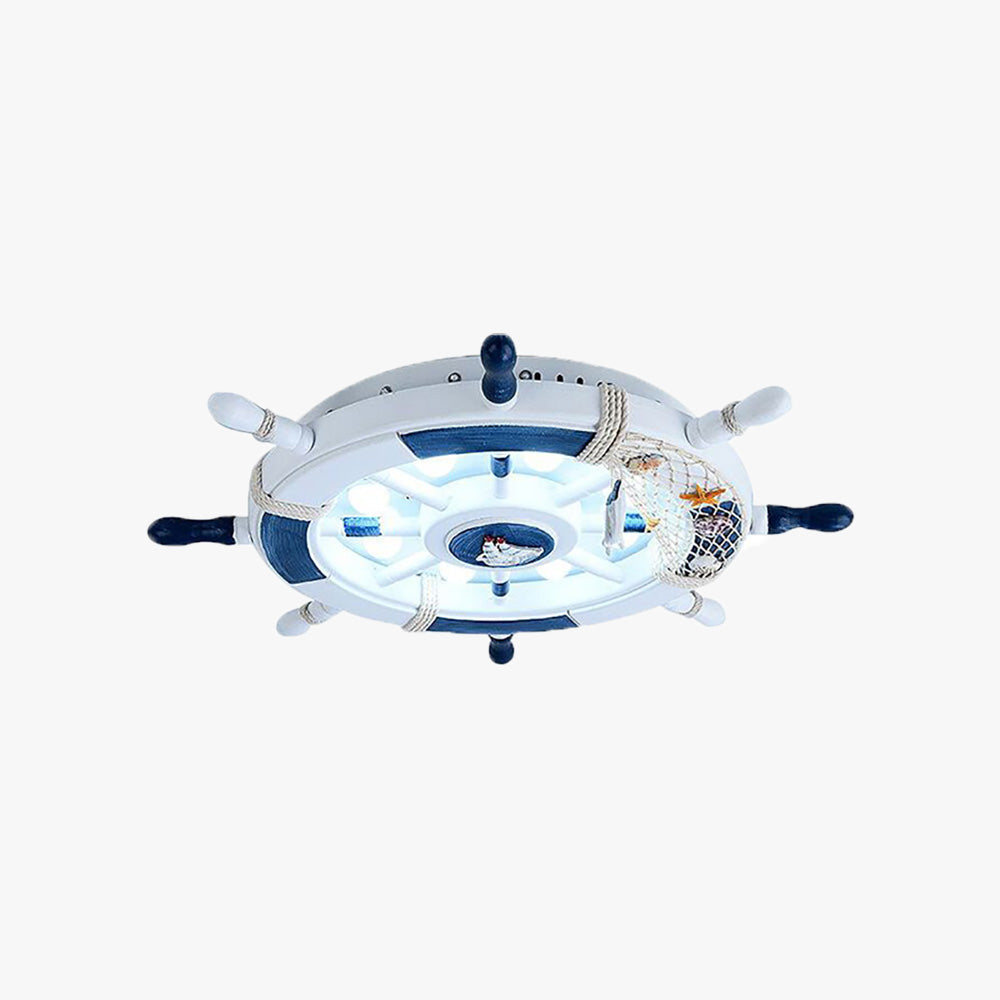 Aria Modern Rudder Metal Flush Mount Ceiling Light, White/Blue For Kids - Neutral Decor