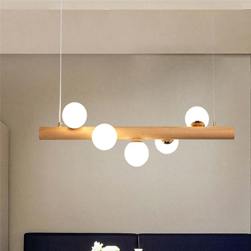 Valentina Glass Bubble Pendant Light Wood/Walnut - Neutral Decor
