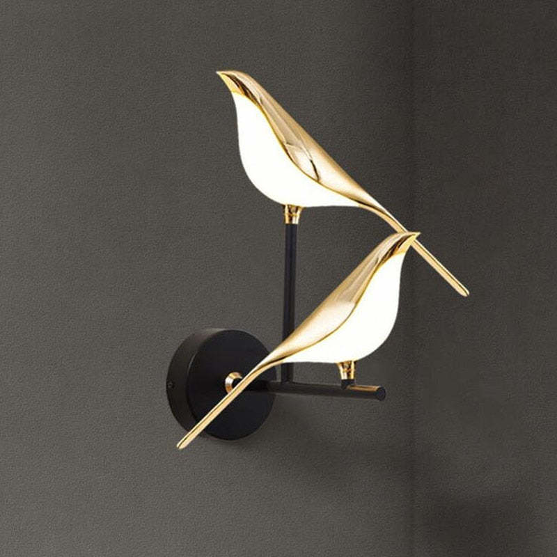 Arisha Minimalist Magpie Bird Metal Wall Lamp, Bedroom - Neutral Decor
