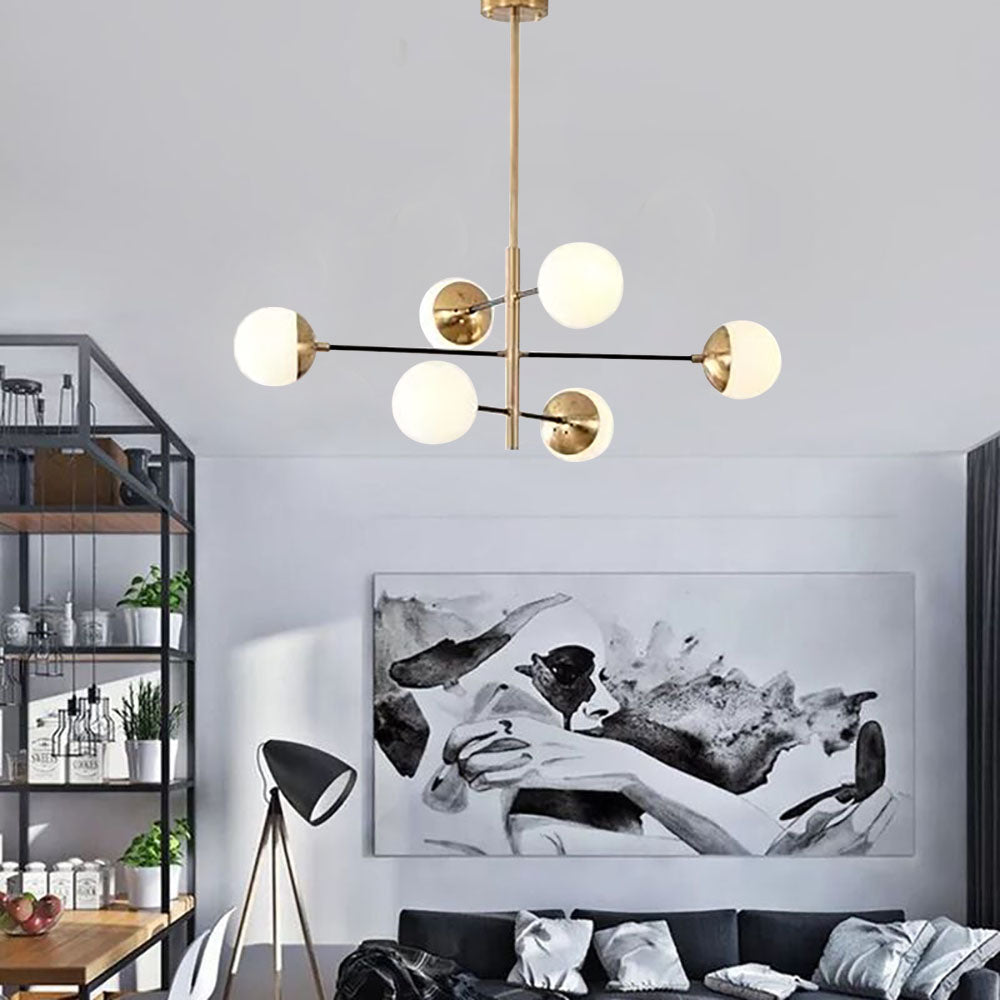 Valentina Nordic Multi Globe Metal/Glass Pendant Light, Gold - Neutral Decor