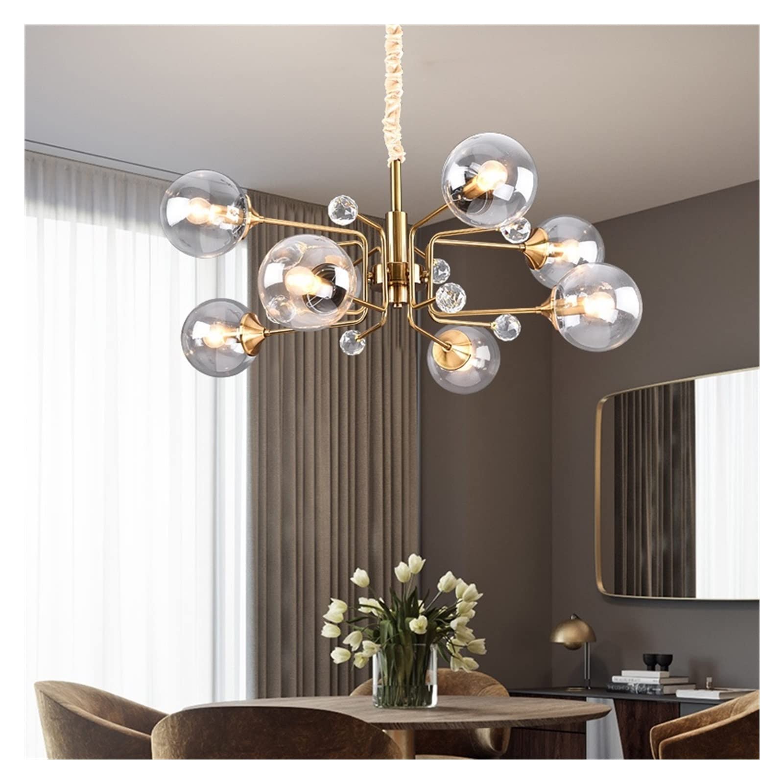 Valentina Nordic Modern Chandelier Clear/Grey Metal Living Room - Neutral Decor