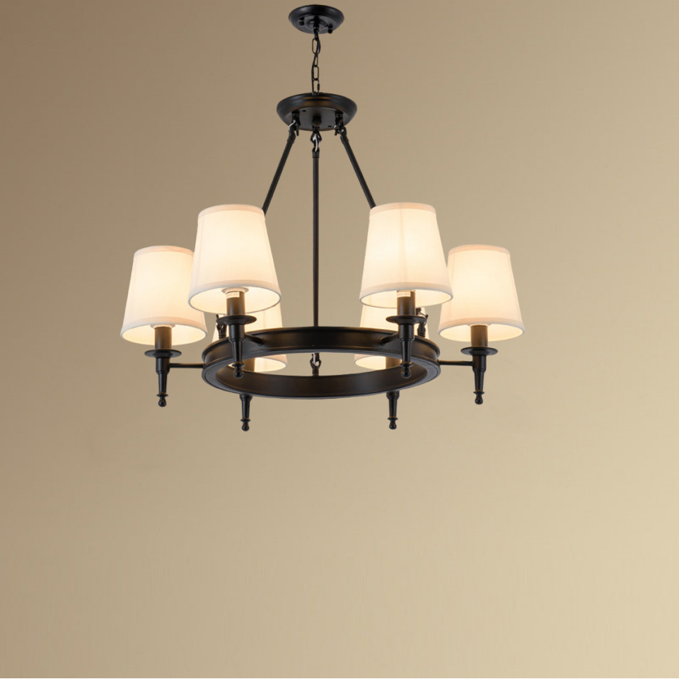 Silva vintage Ring Metal/Fabric Chandelier, Black/Copper - Neutral Decor