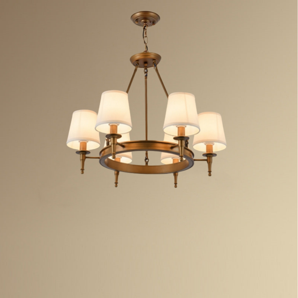 Silva vintage Ring Metal/Fabric Chandelier, Black/Copper - Neutral Decor