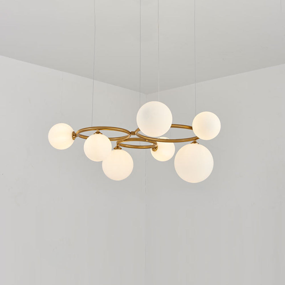 Valentina Modern Designe Wave Metal/Glass Pendant Light, White/Gold - Neutral Decor