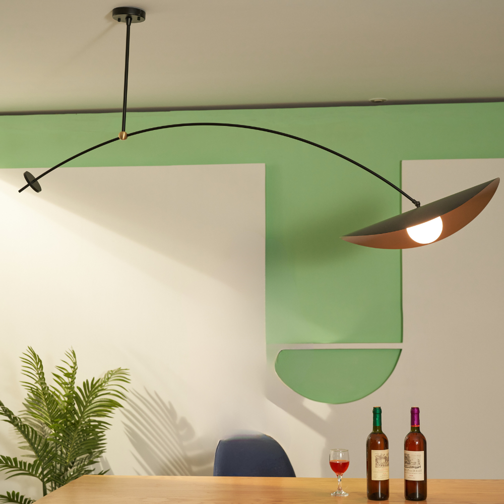 Arisha Minimalist Lotus Leaf Shaped Metal Pendant Light, Black/Gold - Neutral Decor