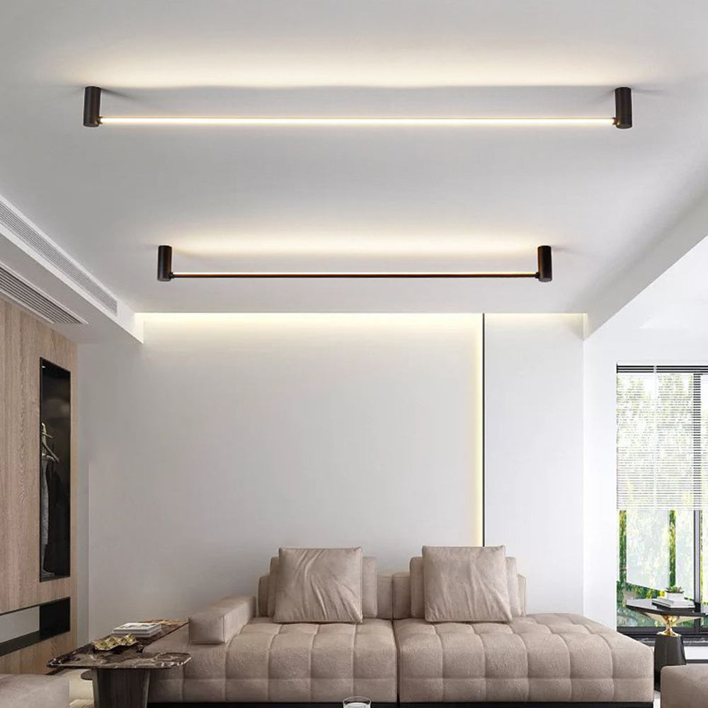 Arisha Minimalist Linear Flush Mount Ceiling Light, Black, Hallway - Neutral Decor