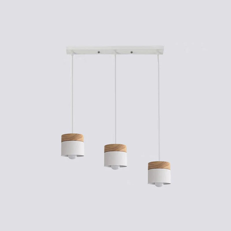 Valentina Modern Can Shape Metal/Wood Pendant Light - Neutral Decor