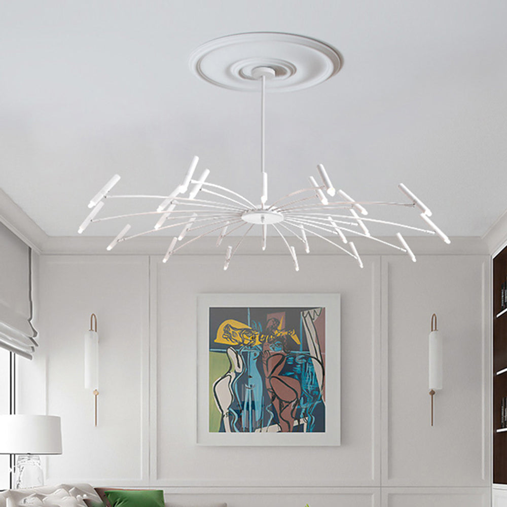 Arisha Modern Blown Linear Metal Multi-heads Chandelier - Neutral Decor