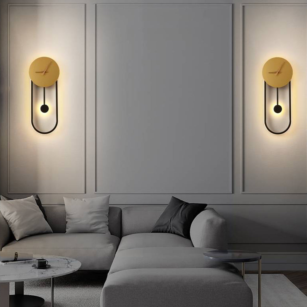 Arisha Nordic Clock Wall Lamp, Gold & Black - Neutral Decor