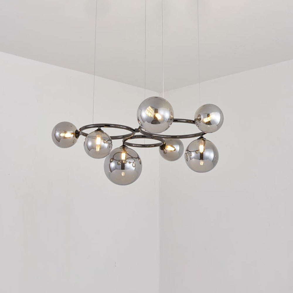 Valentina Modern Designe Wave Metal/Glass Pendant Light, White/Gold - Neutral Decor