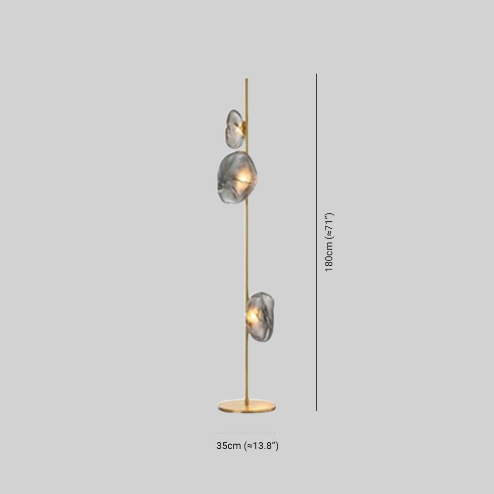 Byers Luxury Flower Metal/Glass Floor Lamp, Black/Gold/Grey - Neutral Decor