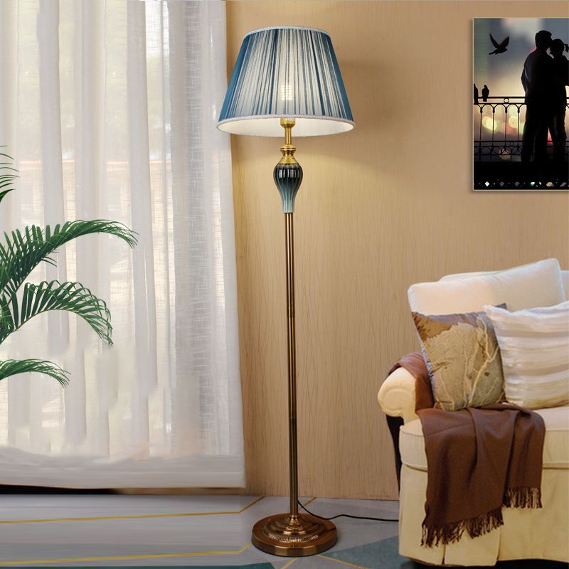 Eryn Antique Floor Lamp, Multi Colors, Metal/Fabric, Bedroom - Neutral Decor