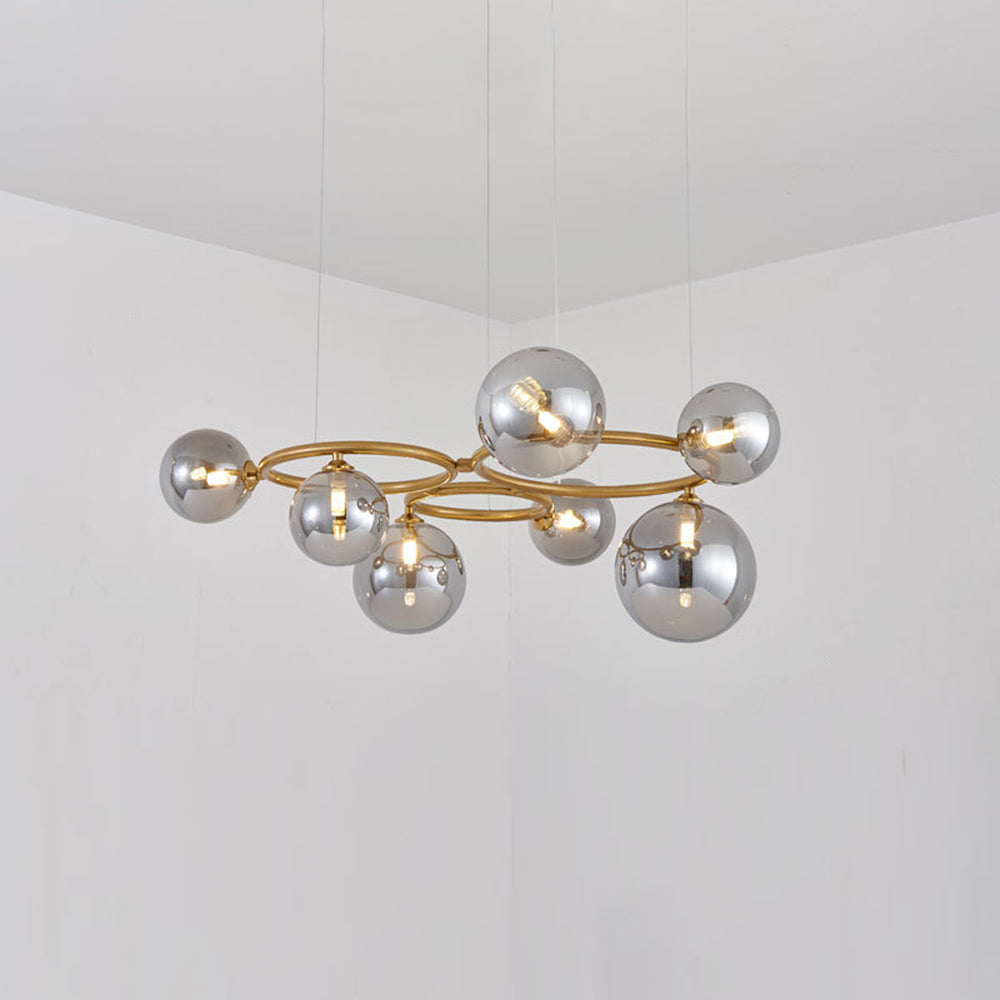 Valentina Modern Designe Wave Metal/Glass Pendant Light, White/Gold - Neutral Decor