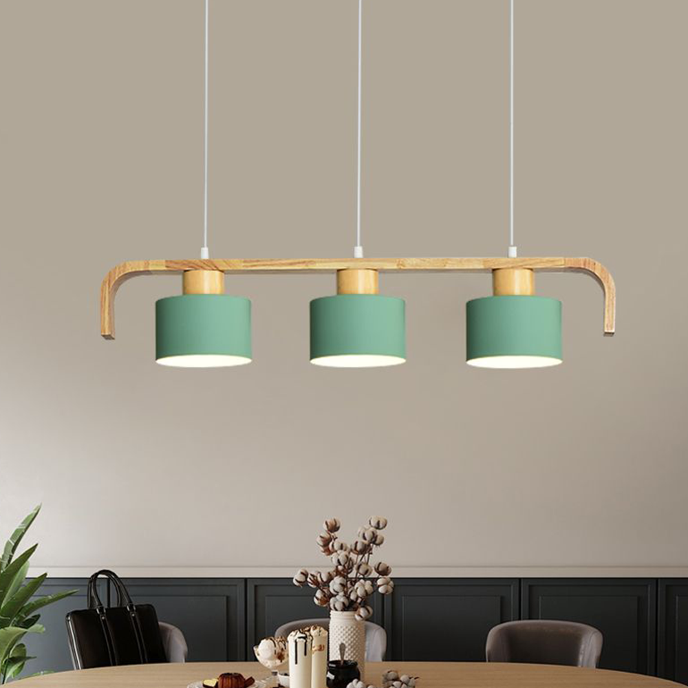 Valentina Pendant Light Cylinder Nordic, Bamboo, White/Green/Gray, Bedroom - Neutral Decor