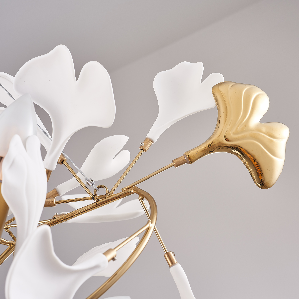 Olivia Luxury Ceramic Chandelier Large Foyer, Gingko leaf, Living Room - Neutral Decor