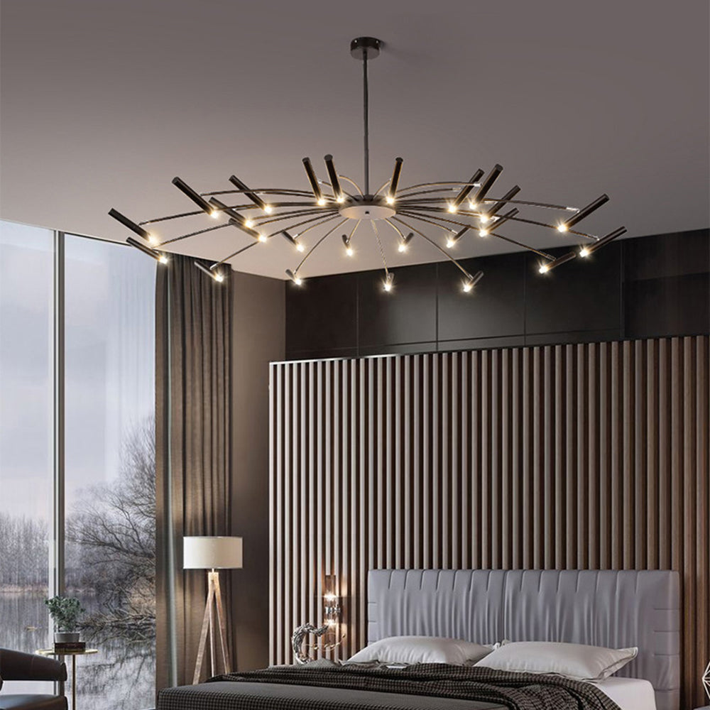 Arisha Modern Blown Linear Metal Multi-heads Chandelier - Neutral Decor