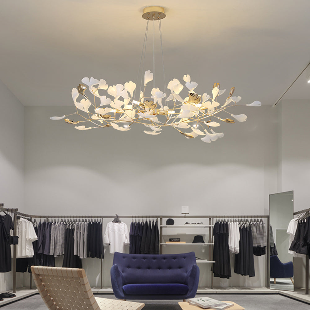 Olivia Ginkgo Leaf Modern Petal Shaped Metal Chandelier, Gold - Neutral Decor