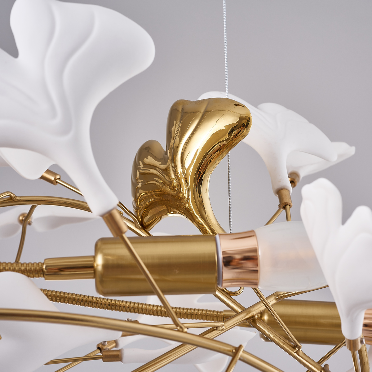 Olivia Luxury Ceramic Chandelier Large Foyer, Gingko leaf, Living Room - Neutral Decor