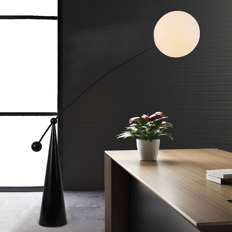 Valentina Floor Lamp Arc/Bubble Modern/Unique, Frosted Glass, White, Bedroom - Neutral Decor
