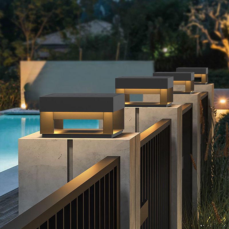 Ray Post Modern Solar Square Metal LED Outdoor Light - Neutral Decor