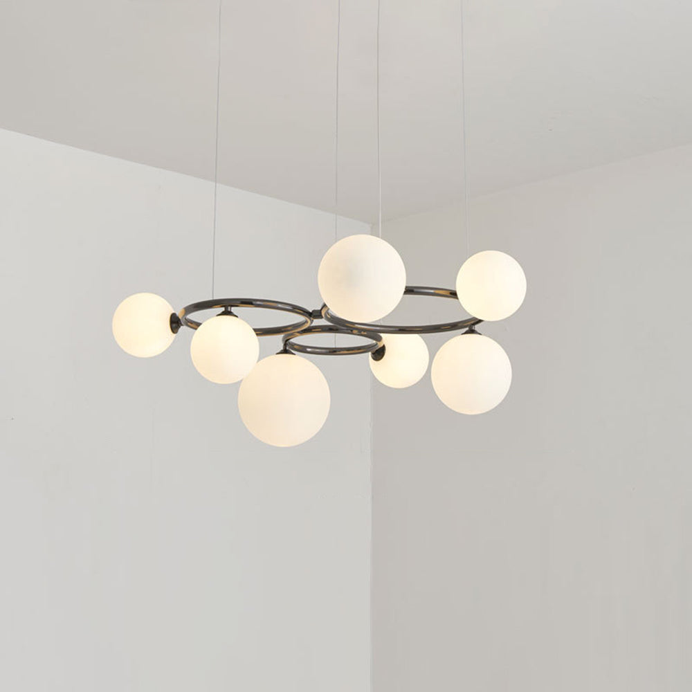 Valentina Modern Designe Wave Metal/Glass Pendant Light, White/Gold - Neutral Decor