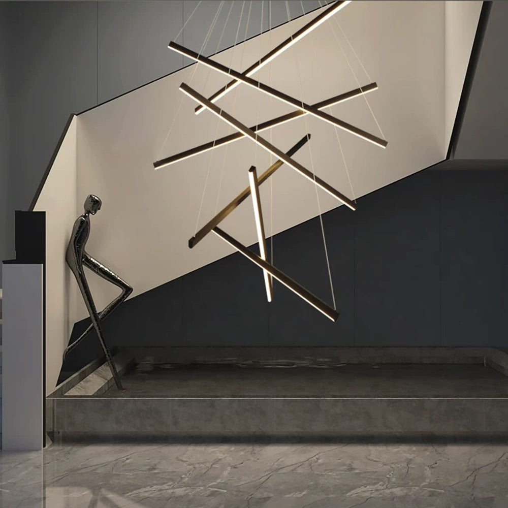 Arisha Minimalist Linear Metal Pendant Light, Living Room, Black - Neutral Decor