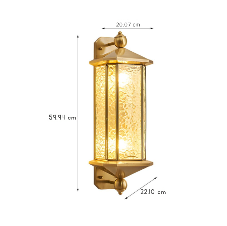 Rosalind Elegant Brass Glass Copper Outdoor Wall Light
