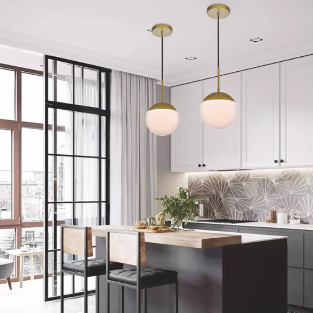 Hallie Modern PendantLight Metal Glass Living Room Dining Room Bedroom - Neutral Decor
