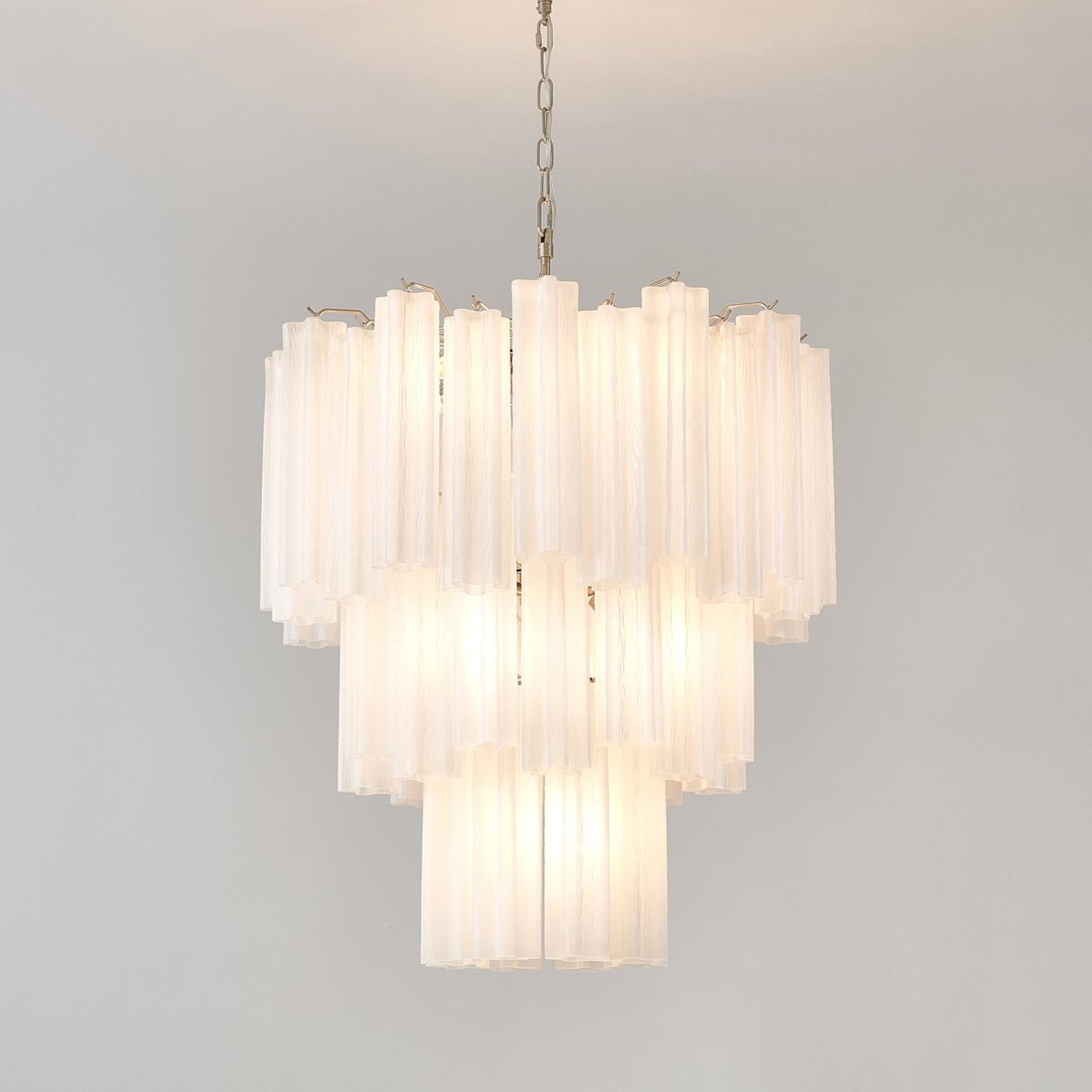 Aurora Chandelier Frosted Glass Tubes Layered Minimalist-Neutral Decor