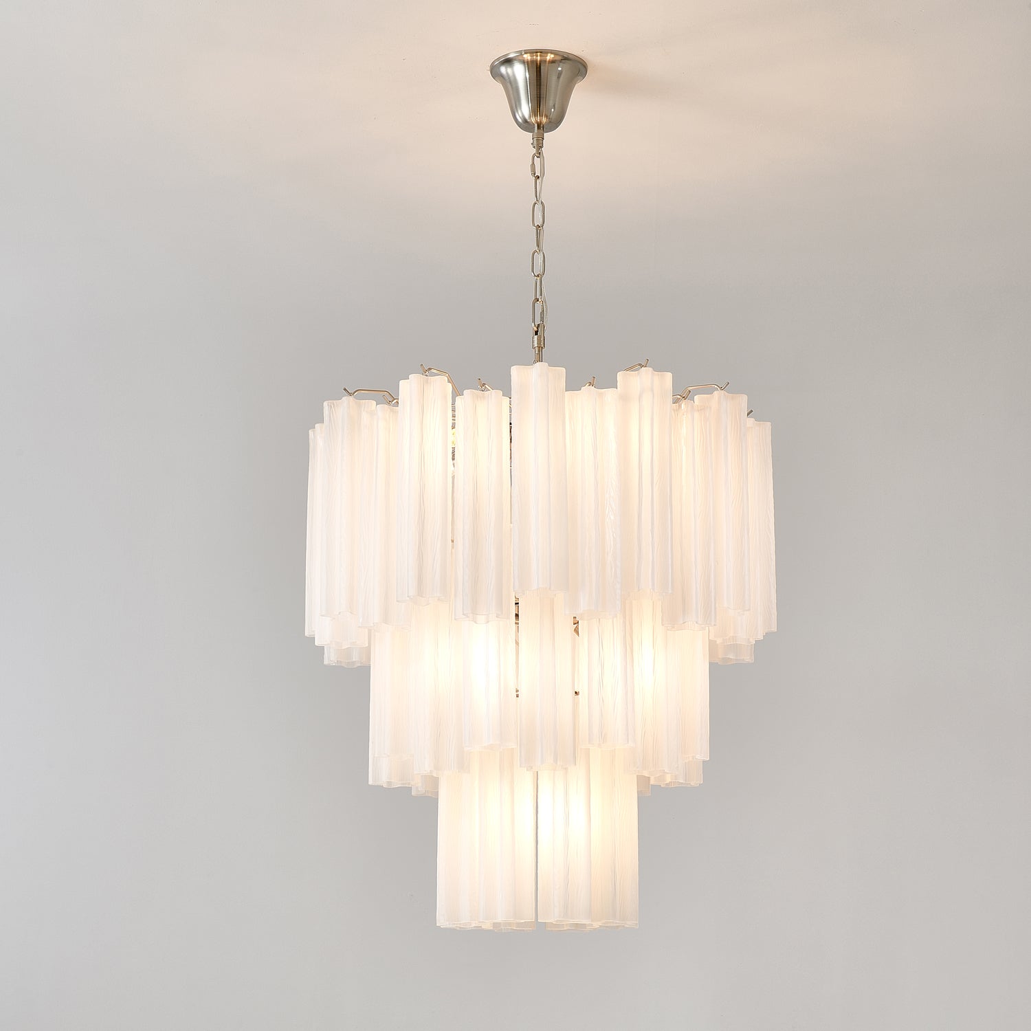 Aurora Chandelier Frosted Glass Tubes Layered Minimalist-Neutral Decor