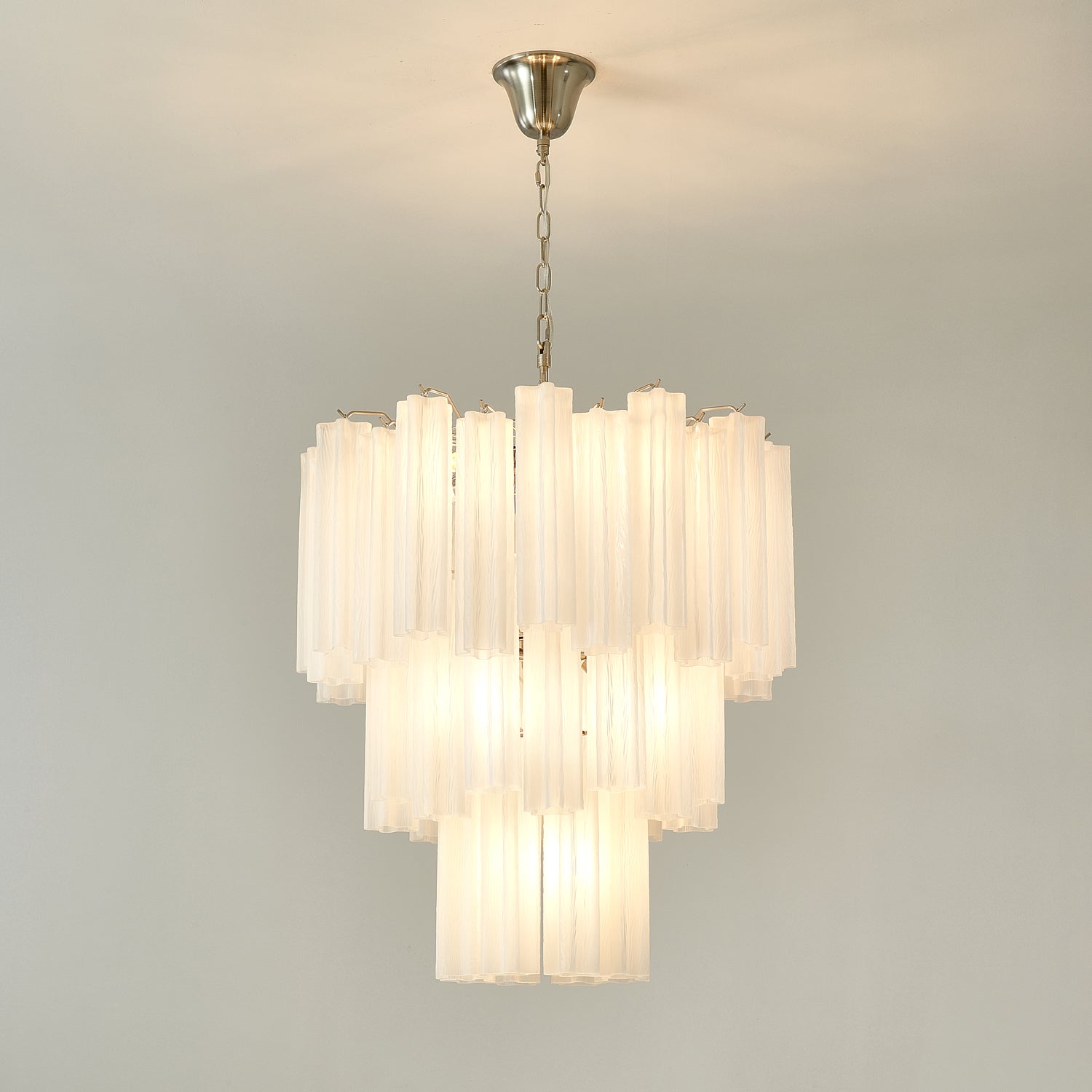 Aurora Chandelier Frosted Glass Tubes Layered Minimalist-Neutral Decor