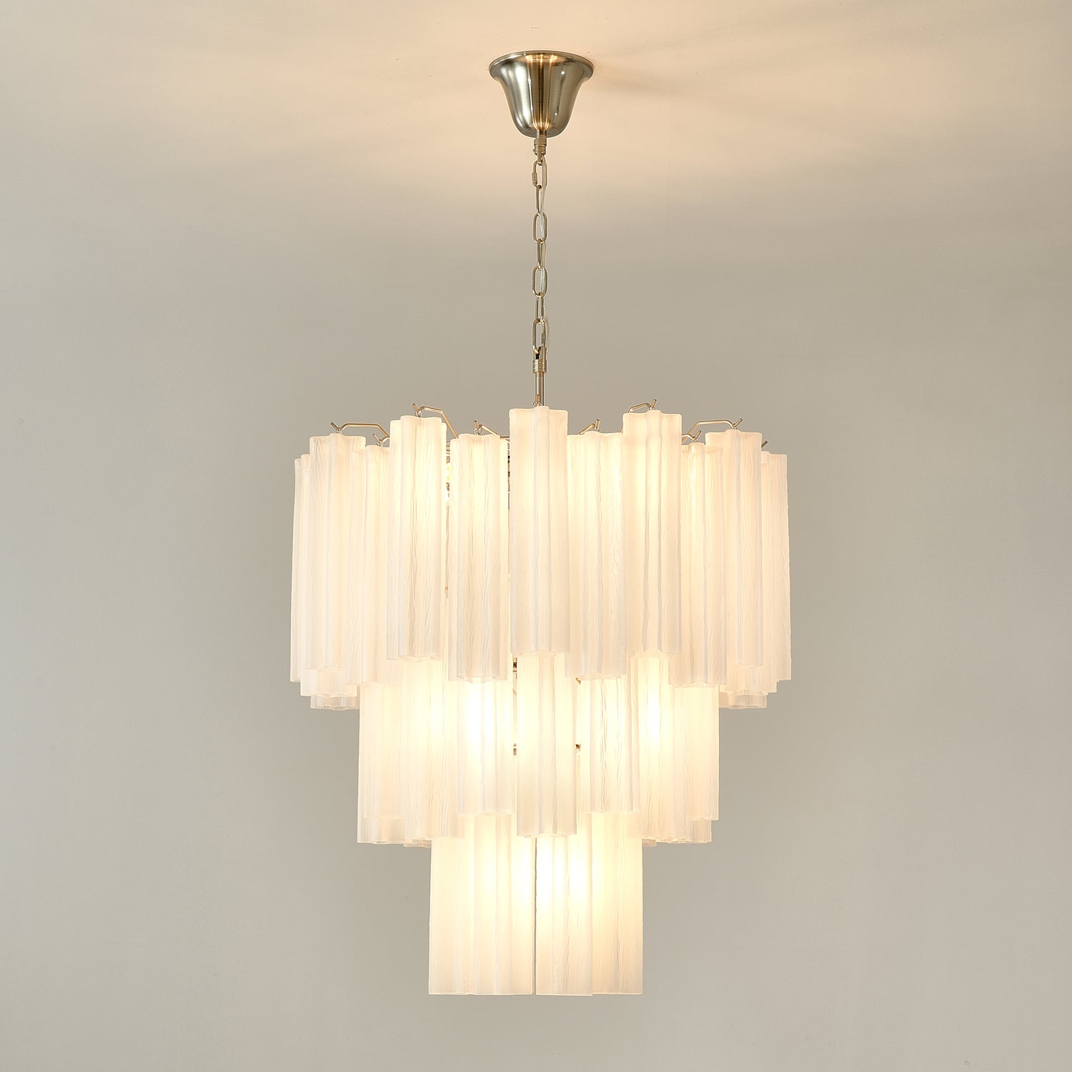 Aurora Chandelier Frosted Glass Tubes Layered Minimalist-Neutral Decor