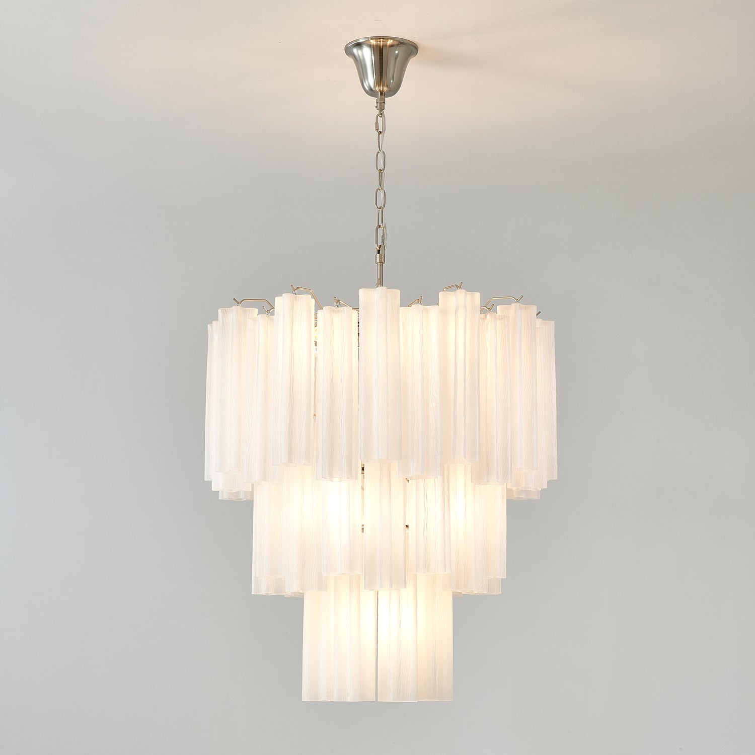 Aurora Chandelier Frosted Glass Tubes Layered Minimalist-Neutral Decor